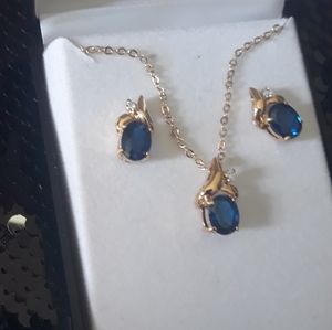 Sapphire necklace and earrings set